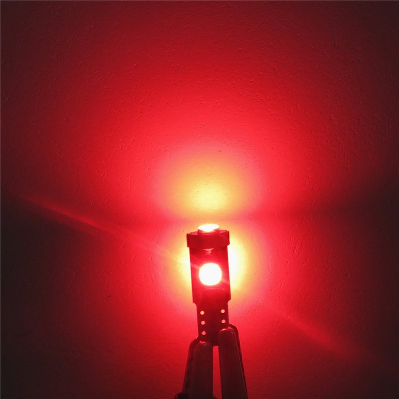 WLJH 6pcs Canbus Error Free T5 74 37 27 17 2721 3030SMD Led Dash Lights Bulbs Gauge Cluster Dashboard Instrument Panel Light Lamps Bulb Twist Lock Socket (Red) - Image 4